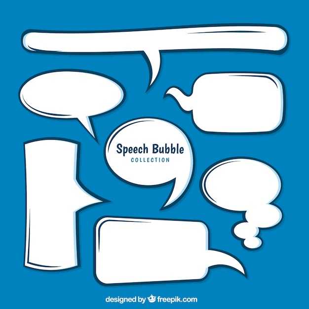 White hand drawn speech bubbles pack