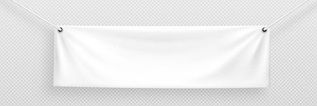 Vettore gratuito vettore del segno della bandiera della tela di tessuto bianco appeso bianco