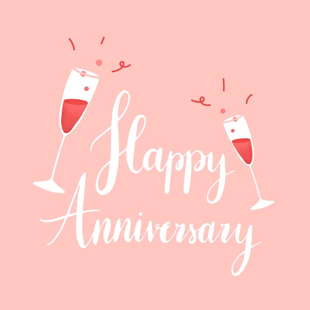 Free vector white happy anniversary typography vector