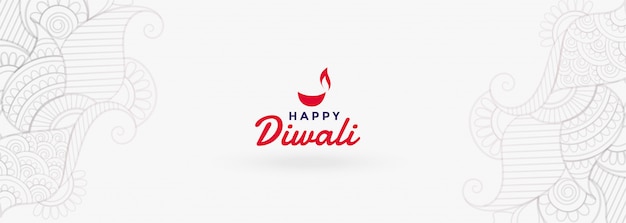 White happy diwali festival banner
