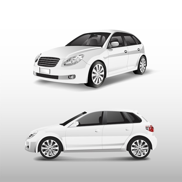 White hatchback car isolated on white vector