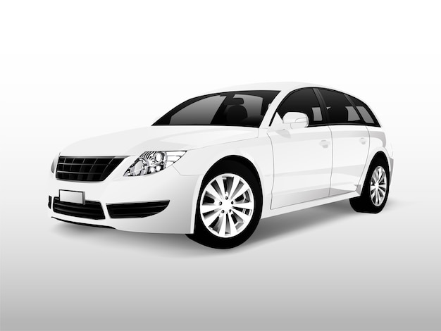 White hatchback car isolated on white vector