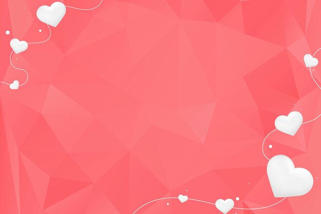 White hearts on red background