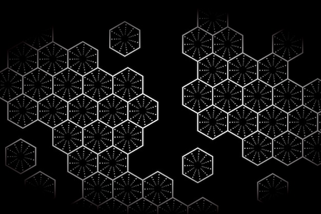 White hexagon with dark background