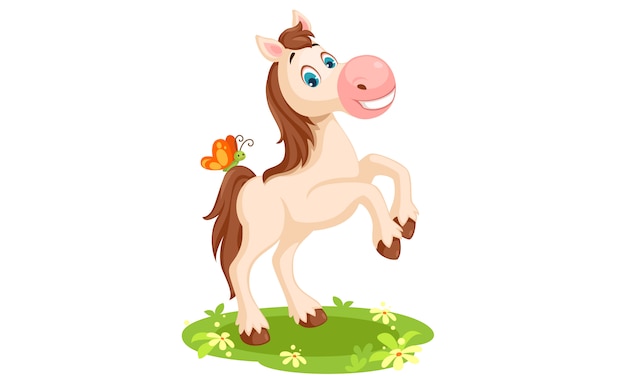 Free vector white horse cartoon vector illustration