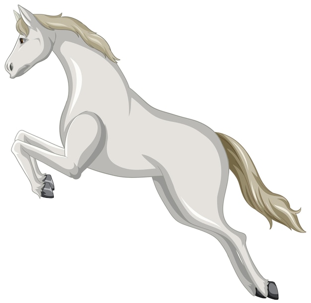 White horse jumping cartoon