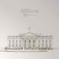 Free vector the white house hand drawn