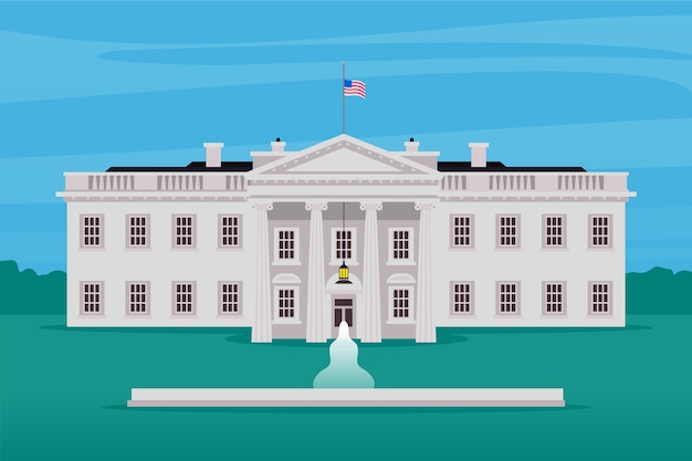 White house illustration in flat design