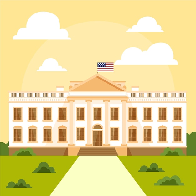 Free vector white house illustration in flat design