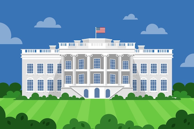 Free vector white house illustration in flat design