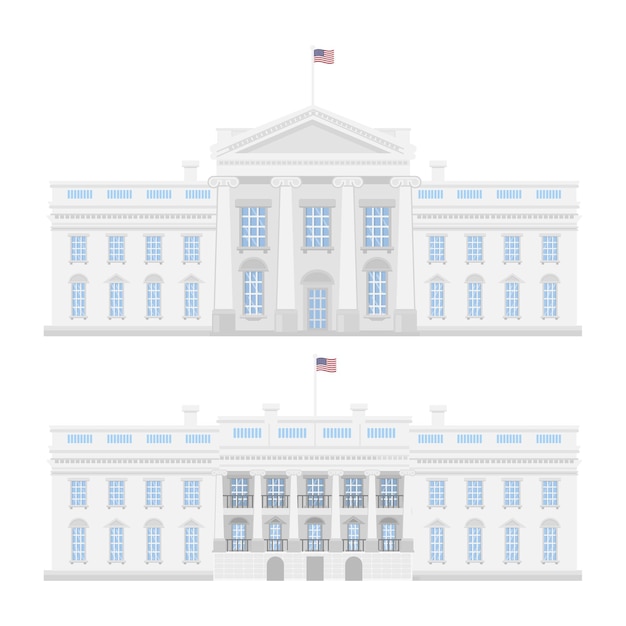 白い背景のアメリカ政府のホワイトハウス