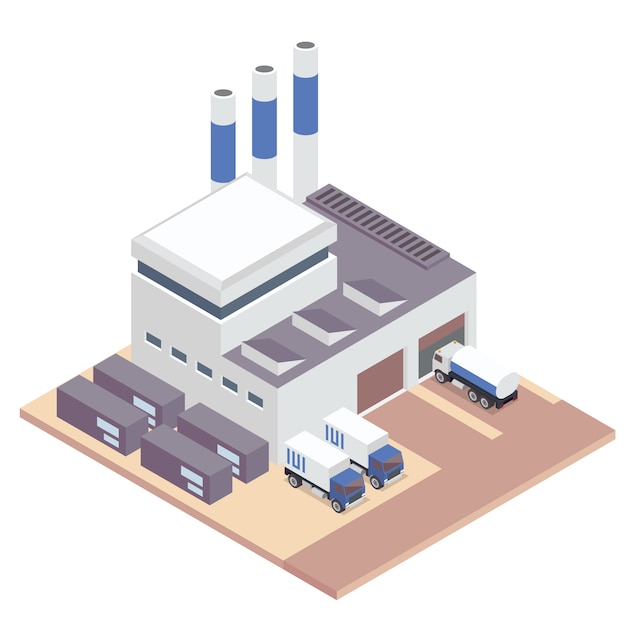 White isometric factory 