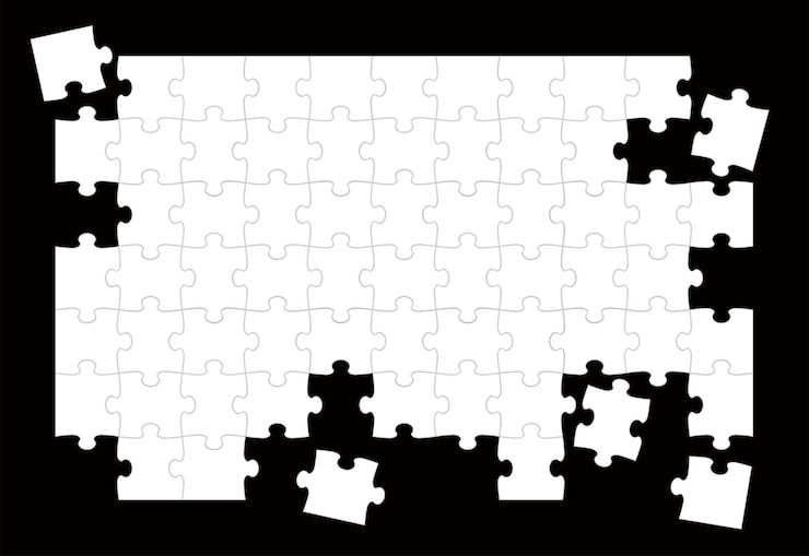 Free Vector white jigsaw puzzle blank background template isolated on a black background vector illustration