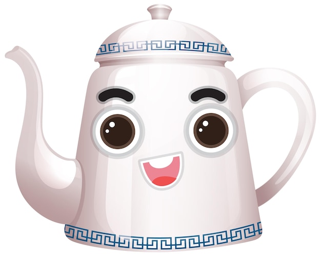 Free vector a white kettle cartoon character