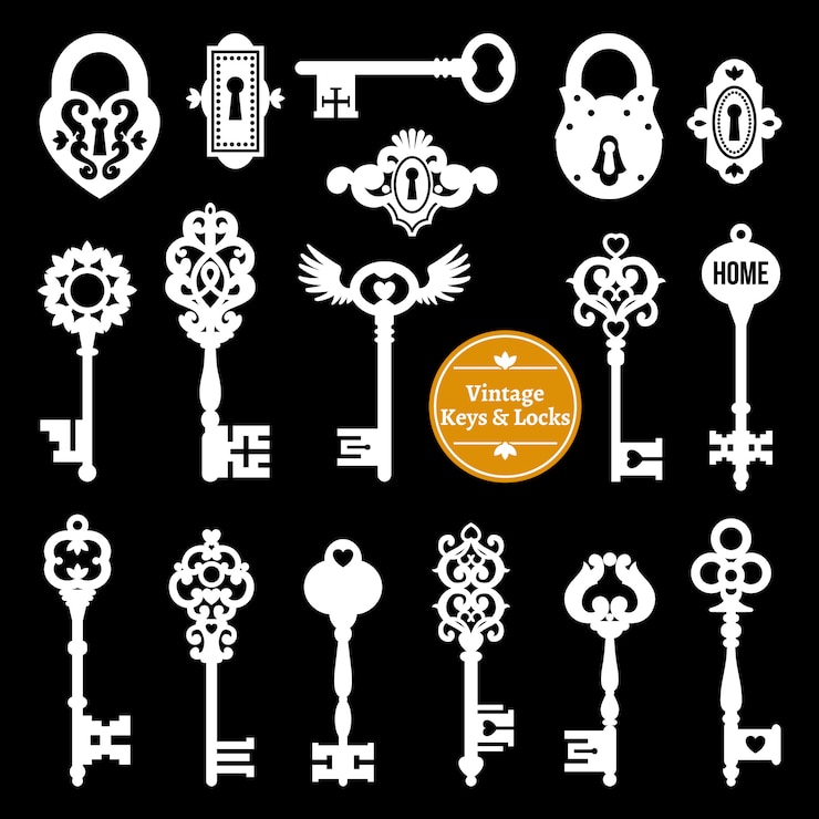 Free Vector white keys and locks set