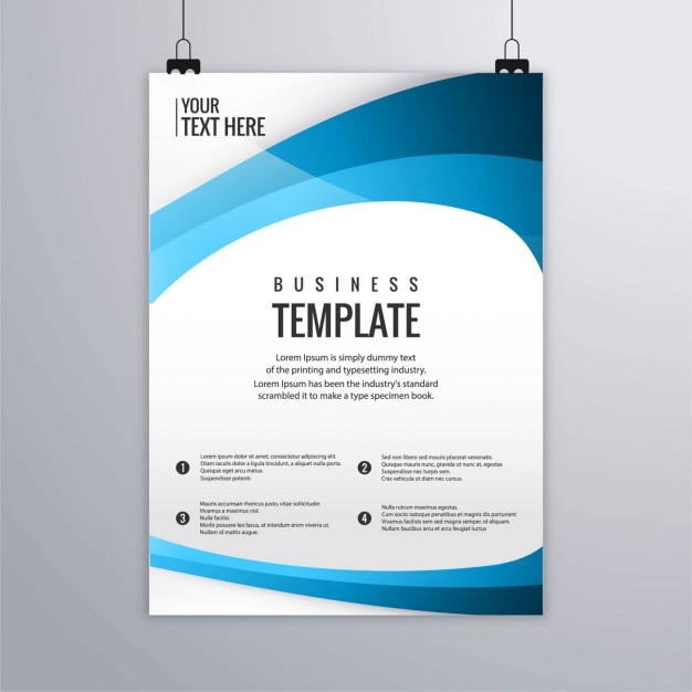 Free vector white leaflet with blue circular shapes