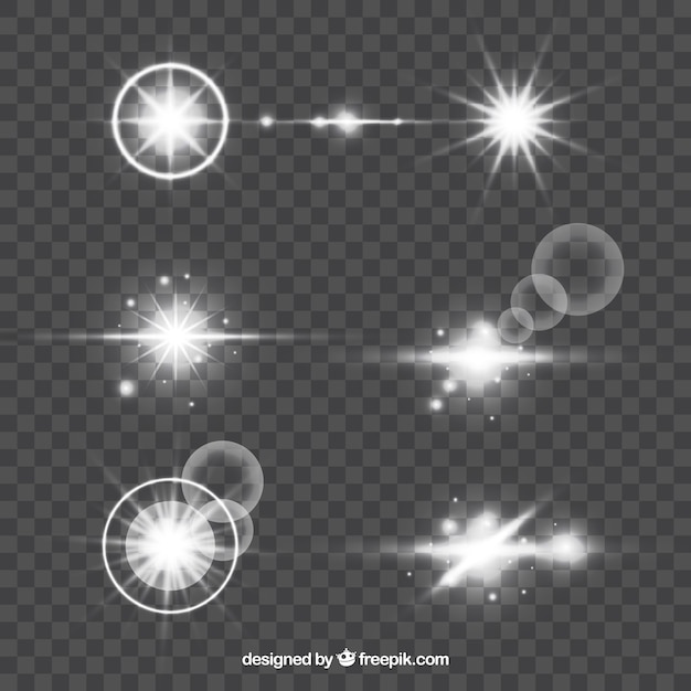 Free vector white lens flare collection