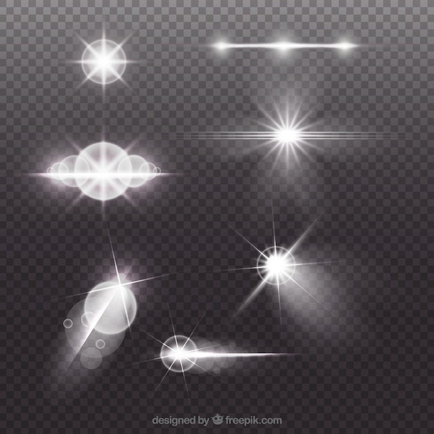 Free vector white lens flare collection