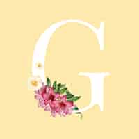 Бесплатное векторное изображение Белая буква g украшен рисованной мамы цветы вектор