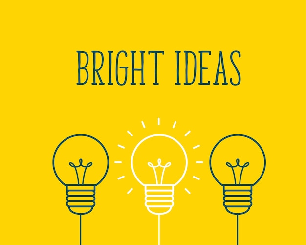 White light bulb represent bright idea concept yellow background vector