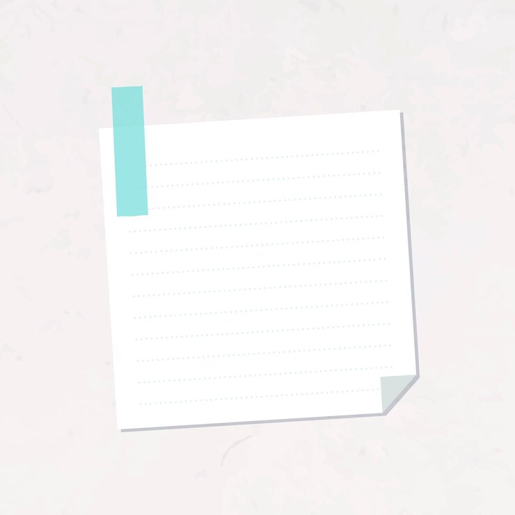 Free Vector white lined notepaper with a blue washi tape sticker vector