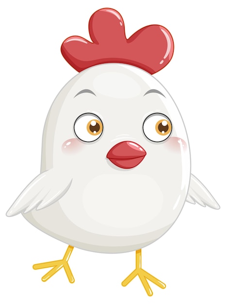 Vettore gratuito pollo bianco in stile cartone animato
