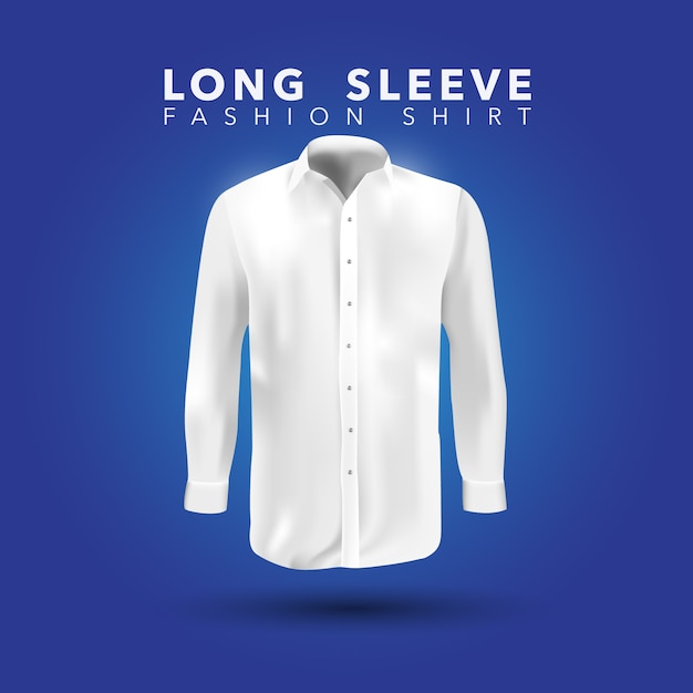 Camicia a maniche lunghe bianche su sfondo blu