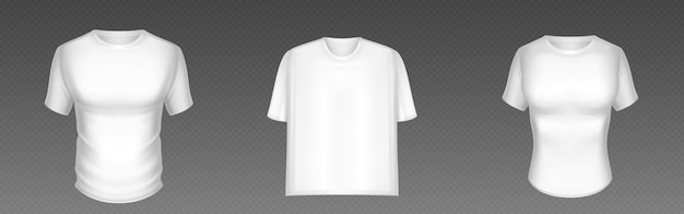 白い男性と女性のTシャツのモックアップ