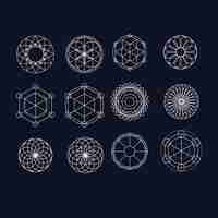 Free vector white mandalas collection on black background