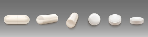 Бесплатное векторное изображение Белые медицинские таблетки и капсулы