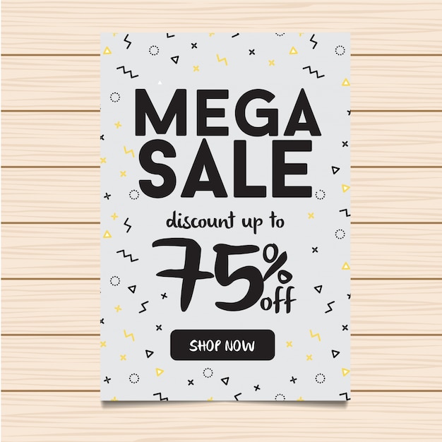 White mega sale banner and flyer illustration