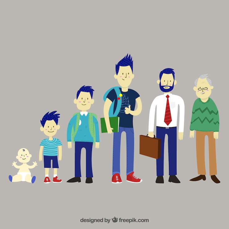 Free Vector white men collection in different ages