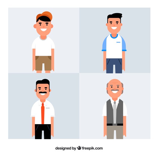 White men collection in different ages