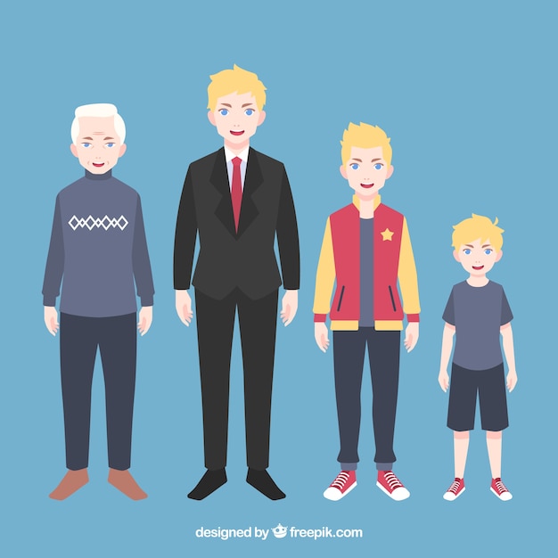 Free vector white men collection in different ages