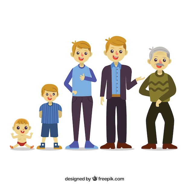 Free vector white men collection in different ages
