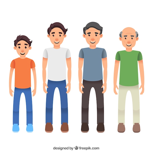 Free vector white men collection in different ages