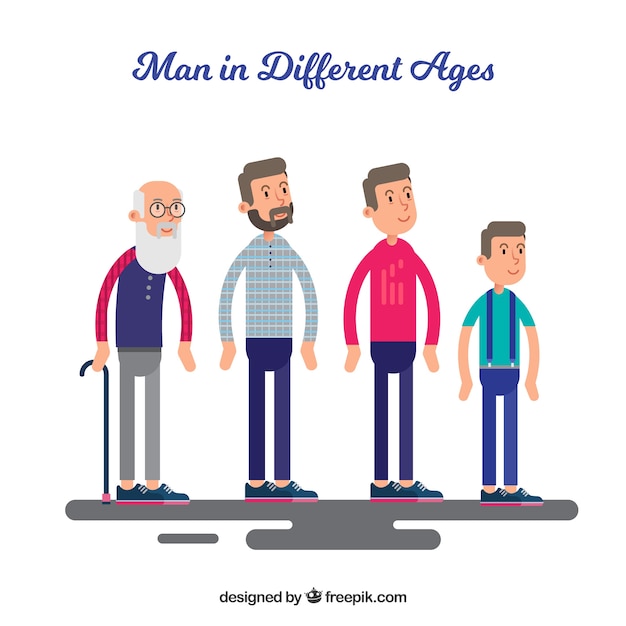 Free vector white men collection in different ages