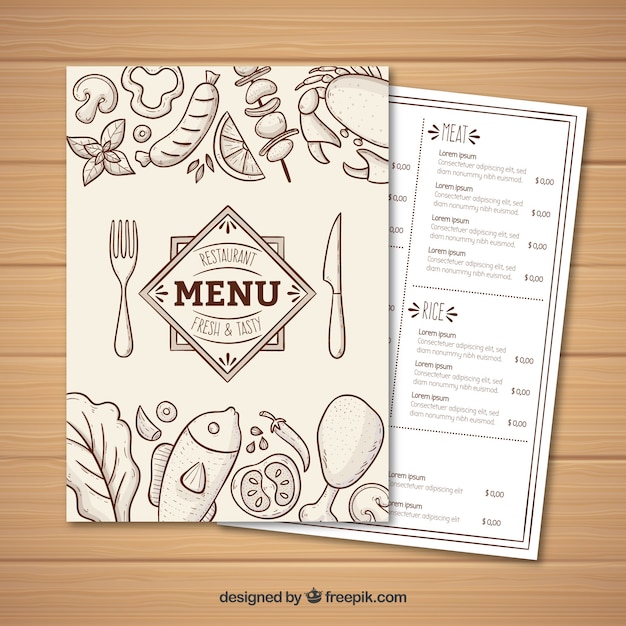 Free vector white menu template