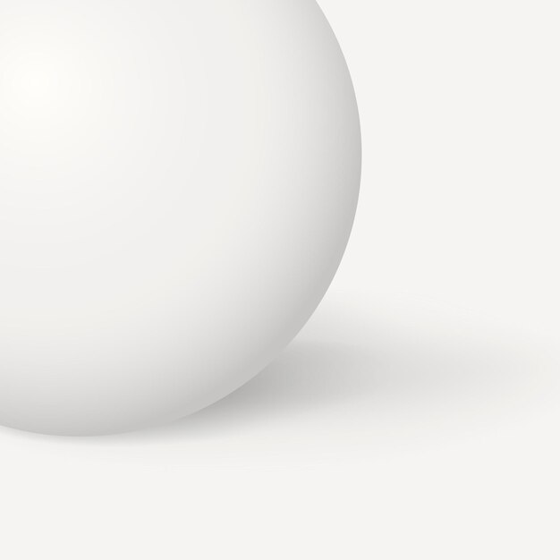 Белый минимальный фон, трехмерная сфера, вектор геометрической формы
