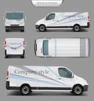 Free vector white minivan top. front, back, side view