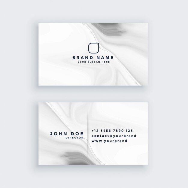 white modern marble style business card