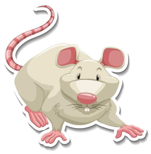 Free vector white mouse cartoon character sticker