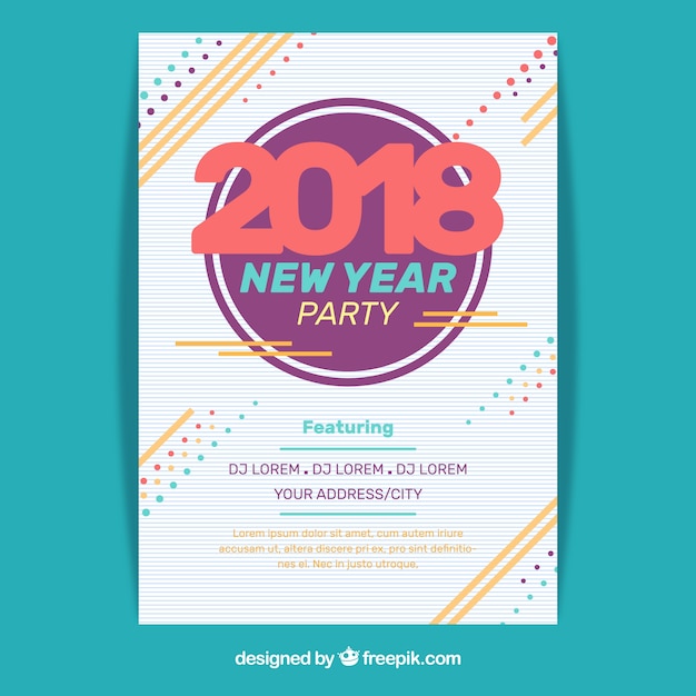 White new year party poster template