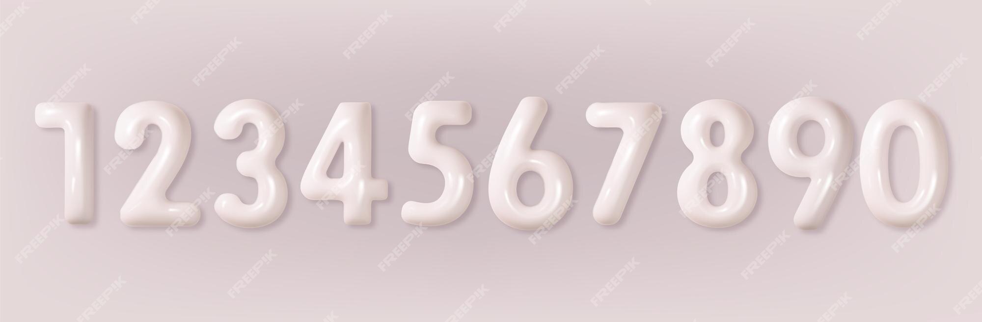 3D numbers 1234567890 on white background ilustração do Stock