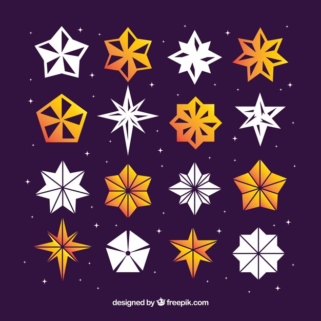 White and orange stars in origami style