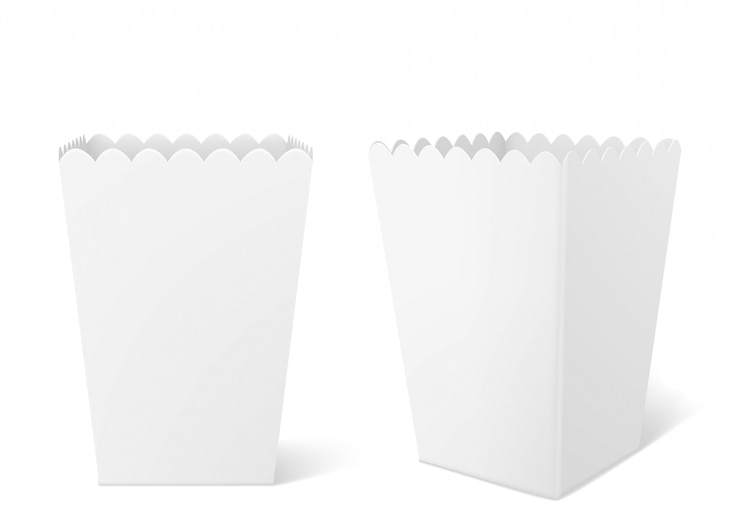 Free Vector white paper box for popcorn in cinema