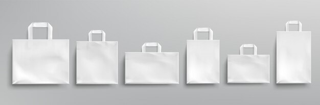 White paper eco bags different shapes.