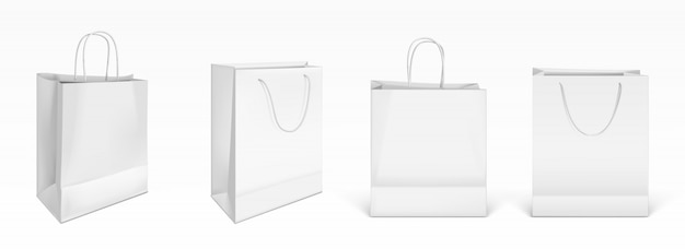 Free vector white paper shopping bags