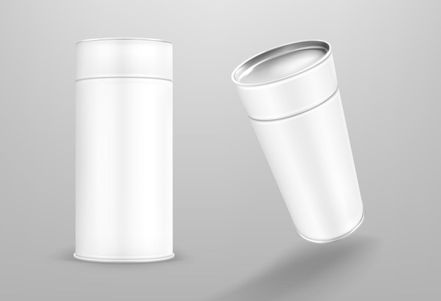 White paper tube isolated on gray background