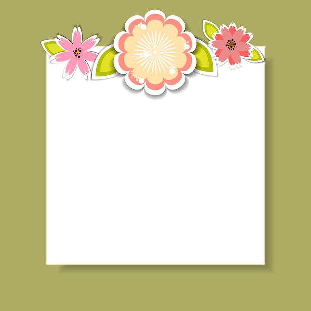 Free vector white paper with flowers